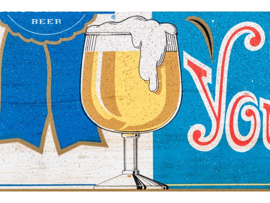 Pabst Blue Ribbon Vibrant Painted Bar Sign