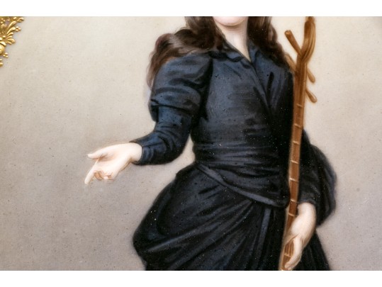 Royal Vienna Hand Painted Cabinet Plate With Raised Gilt