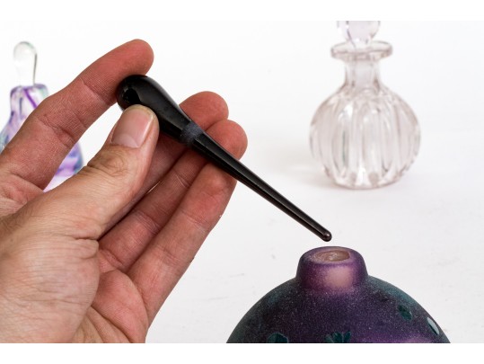 Eight Vintage Crystal And Glass Scent Bottles With Stoppers