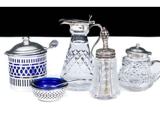 Assorted Sterling Silver Mounted Table Wares, 1.47 OZT Weighable