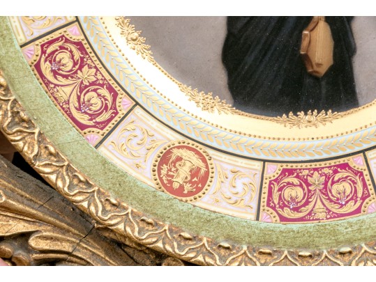 Royal Vienna Hand Painted Cabinet Plate With Raised Gilt