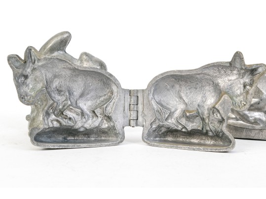 Five Vintage Lead Or Pewter Ice Cream & Chocolate Moulds