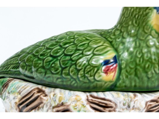 Pair Of Portuguese Ceramic Bird Boxes