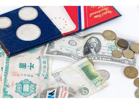 Assorted Currency Collection With Assorted Bills And Coins