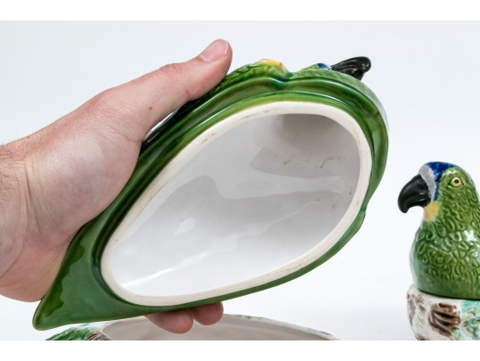 Pair Of Portuguese Ceramic Bird Boxes