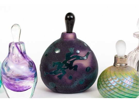 Eight Vintage Crystal And Glass Scent Bottles With Stoppers