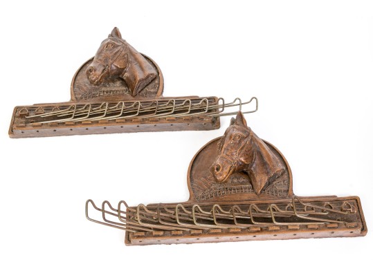 Pair Of Rustic Vintage Wall Mounted Leash / Hat Hangers