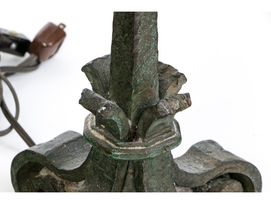 Pair Of Iron Two Light Table Lamps