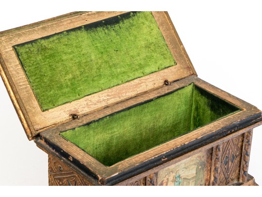 Semi Antique Carved & Gilt Finished Florentine Hinged Casket