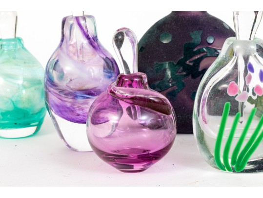 Eight Vintage Crystal And Glass Scent Bottles With Stoppers