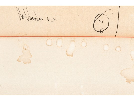 Gino Hollander (American, 1924-2015) Pen On Paper, Man Playing The Banjo 