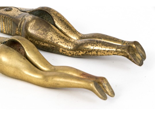 Vintage Pair Of Brass Figural Crackers