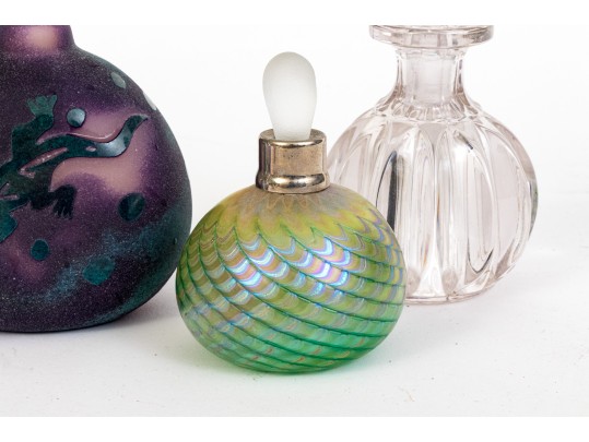 Eight Vintage Crystal And Glass Scent Bottles With Stoppers