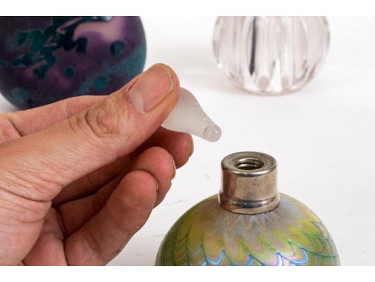 Eight Vintage Crystal And Glass Scent Bottles With Stoppers