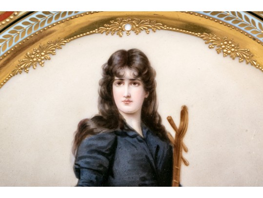 Royal Vienna Hand Painted Cabinet Plate With Raised Gilt