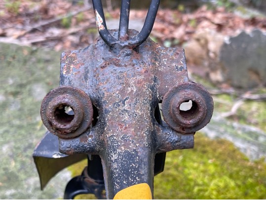 Brutalist Metallic Bird Sculpture