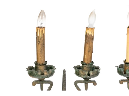 Pair Of Iron Two Light Table Lamps