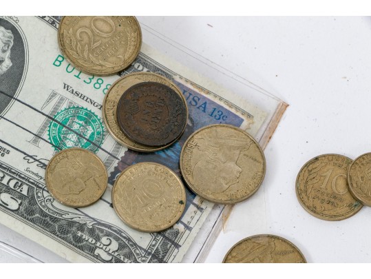 Assorted Currency Collection With Assorted Bills And Coins