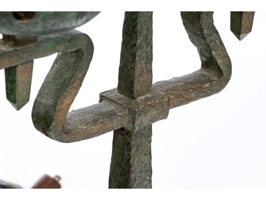 Pair Of Iron Two Light Table Lamps