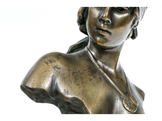 Emmanuel Villanis (French, 1858-1914) Bronze Bust, 'Fille De Bohème'