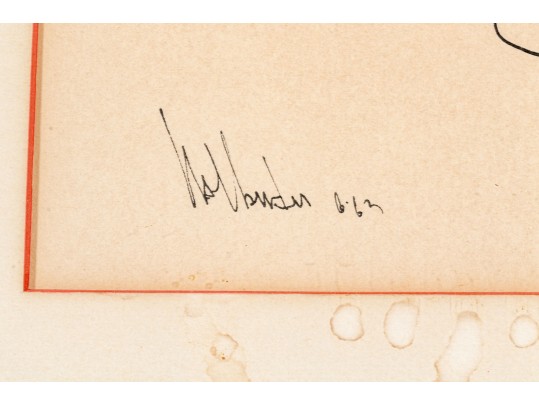 Gino Hollander (American, 1924-2015) Pen On Paper, Man Playing The Banjo 