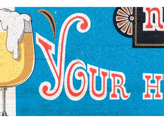 Pabst Blue Ribbon Vibrant Painted Bar Sign