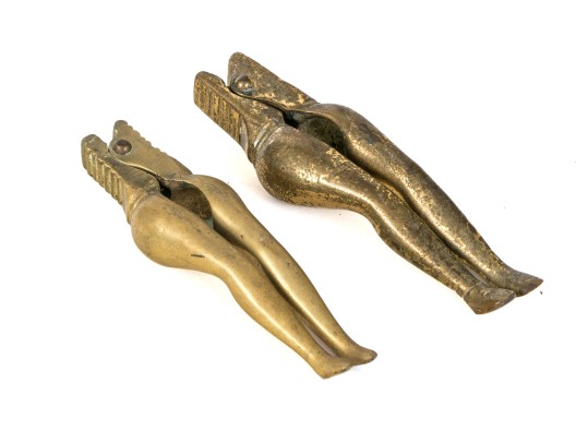 Vintage Pair Of Brass Figural Crackers