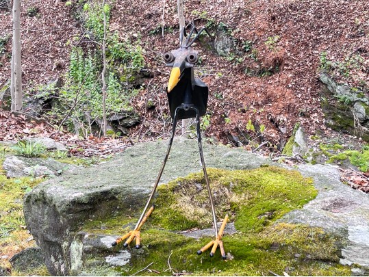 Brutalist Metallic Bird Sculpture