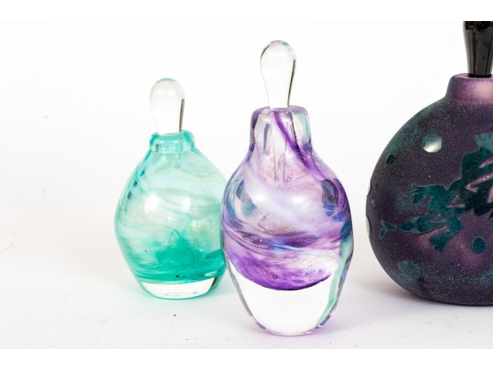 Eight Vintage Crystal And Glass Scent Bottles With Stoppers