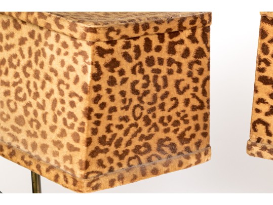 Great Pair Of 1950's Haeger Pottery Panther Lamps With Original Shades