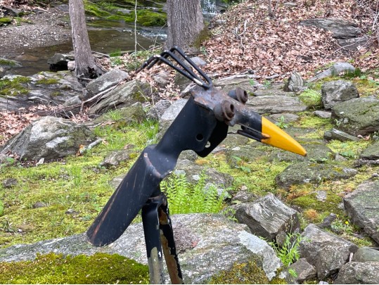 Brutalist Metallic Bird Sculpture