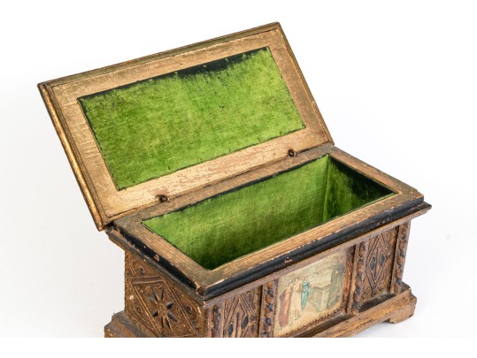 Semi Antique Carved & Gilt Finished Florentine Hinged Casket