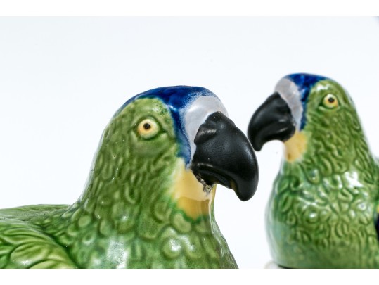Pair Of Portuguese Ceramic Bird Boxes