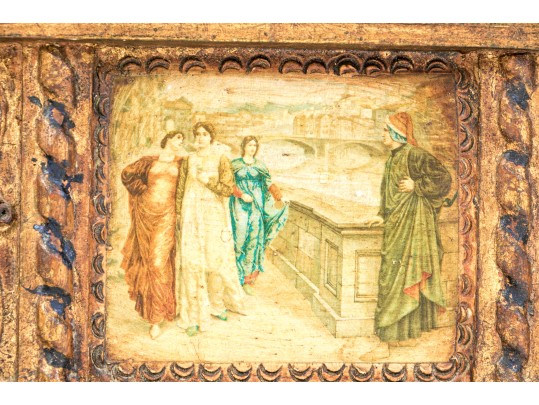 Semi Antique Carved & Gilt Finished Florentine Hinged Casket