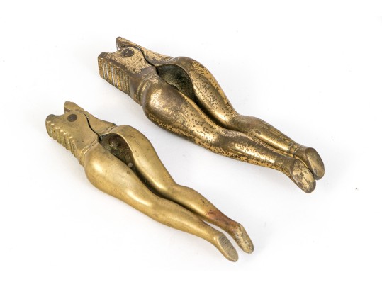 Vintage Pair Of Brass Figural Crackers