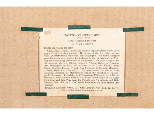 Adolf Dehn (American, 1865-1968) Limited Edition Lithograph