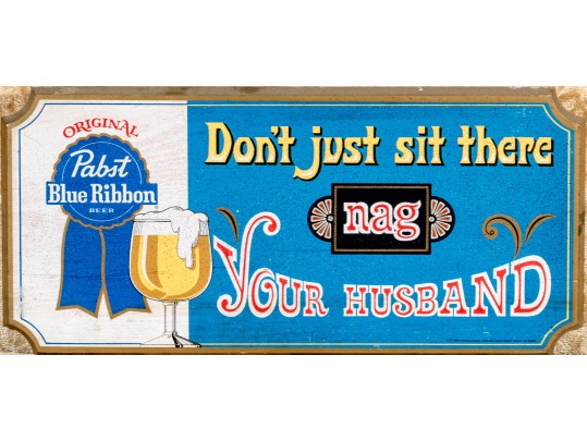 Pabst Blue Ribbon Vibrant Painted Bar Sign