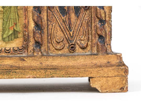 Semi Antique Carved & Gilt Finished Florentine Hinged Casket