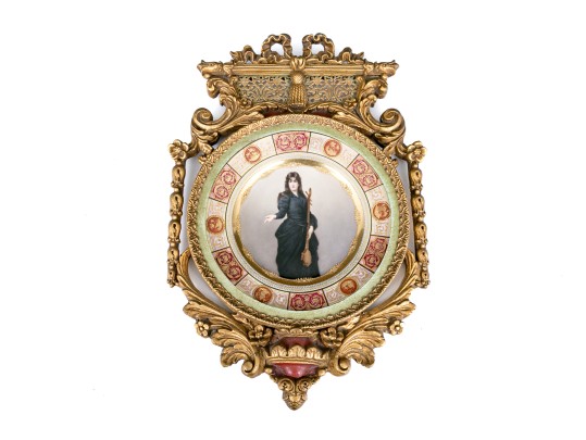 Royal Vienna Hand Painted Cabinet Plate With Raised Gilt