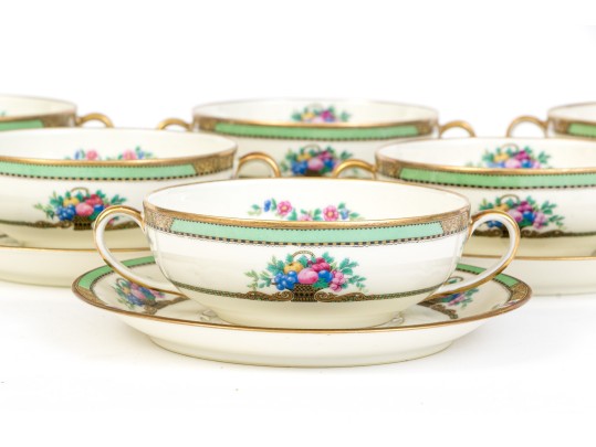 Set Of Eight Soup Bowls And Saucers