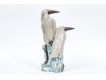 Vintage Asian Glazed Ceramic Egret Group