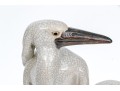 Vintage Asian Glazed Ceramic Egret Group