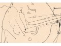Gino Hollander (American, 1924-2015) Pen On Paper, Man Playing The Banjo 