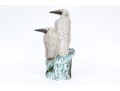 Vintage Asian Glazed Ceramic Egret Group
