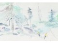Tacher Signed Watercolor Skiing Scene