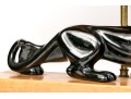 Great Pair Of 1950's Haeger Pottery Panther Lamps With Original Shades