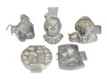 Five Vintage Lead Or Pewter Ice Cream & Chocolate Moulds