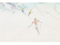 Tacher Signed Watercolor Skiing Scene