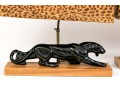 Great Pair Of 1950's Haeger Pottery Panther Lamps With Original Shades