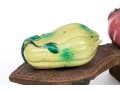 Collection Of Three Naturalistic Chinese Ceramic Fruit On A Wooden Pedestal